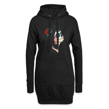 Schöne Lady der Toten La Calavera Catrina - Hoodie-Kleid - Schwarz - Vorne
