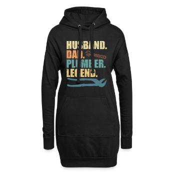 Mari père plombier légende mécanicien d’installation - Sweat-shirt à capuche long Femme - noir - Devant