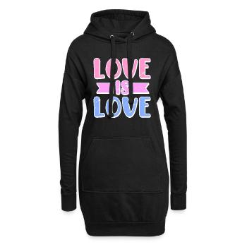 Homosexuell Bi Bisexuell Spruch Love is Love - Hoodie-Kleid - Schwarz - Vorne