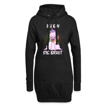JGA Spruch ich bin die Braut Einhorn Polterabend - Hoodie-Kleid - Schwarz - Vorne