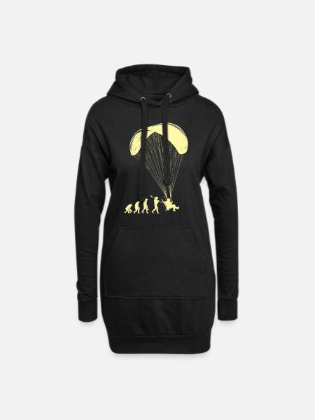 Paramotor Evolution Affe Mensch Paraglider - Hoodie-Kleid - Schwarz