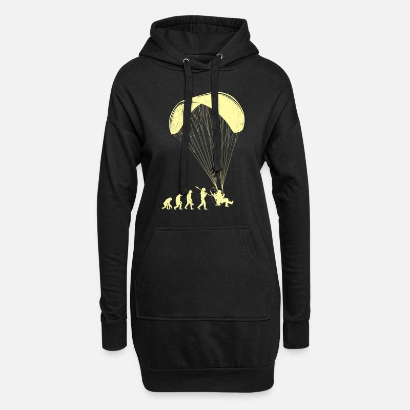 Paramotor Evolution Affe Mensch Paraglider - Hoodie-Kleid - Schwarz