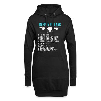 Avant de demander drones informations FPV pilotes - Sweat-shirt à capuche long Femme - noir - Devant