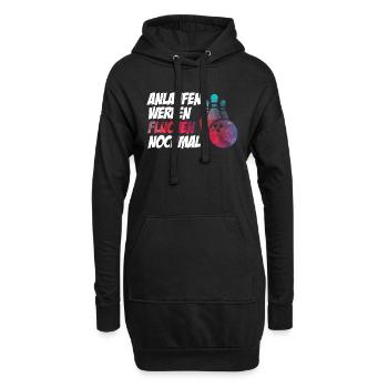 Lustiger Bowling Spruch Anlaufen Werfen - Hoodie-Kleid - Schwarz - Vorne