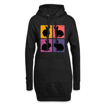 Vintage Hasen Kaninchen Nagetier Geschenk - Hoodie-Kleid - Schwarz - Vorne