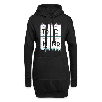 Techno Musik Chemie Elemente Periodensystem - Hoodie-Kleid - Schwarz - Vorne