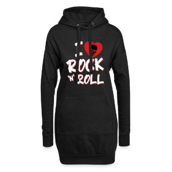 I love Rock and Roll - Hoodie-Kleid - Schwarz - Vorne