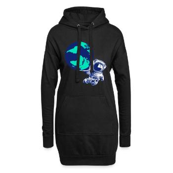 Astronaut Erdkugel Weltall Galaxie Sonnensystem - Hoodie-Kleid - Schwarz - Vorne