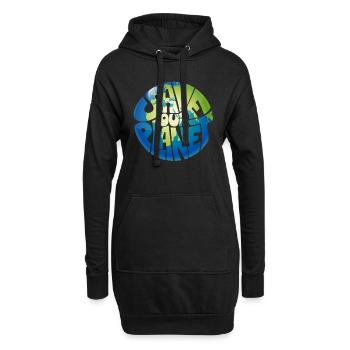 Save our Planet Umwelt Klimaschutz - Hoodie-Kleid - Schwarz - Vorne