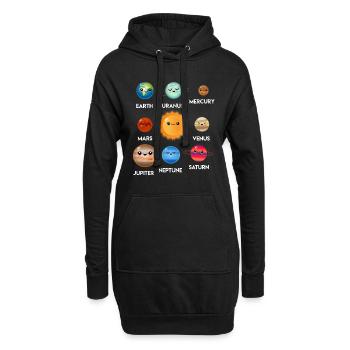 Planètes système solaire - Sweat-shirt à capuche long Femme - noir - Devant