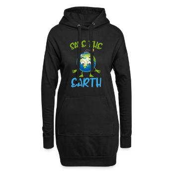 Umwelt Klimaschutz Spruch Save the Earth - Hoodie-Kleid - Schwarz - Vorne