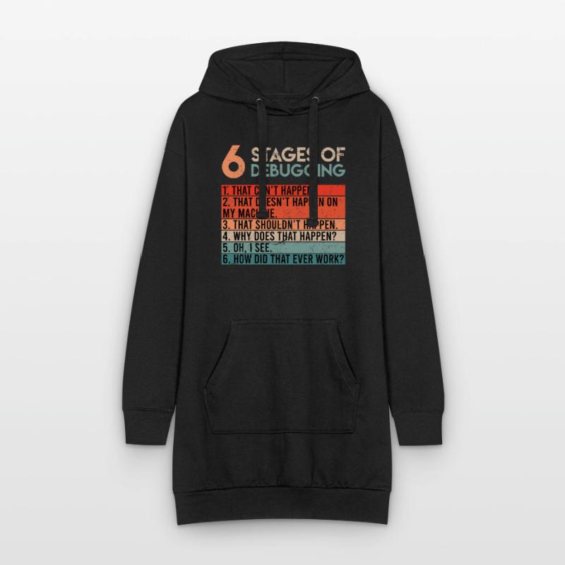6 Stages of Debugging Informatiker Coder Software Hoodie-Kleid