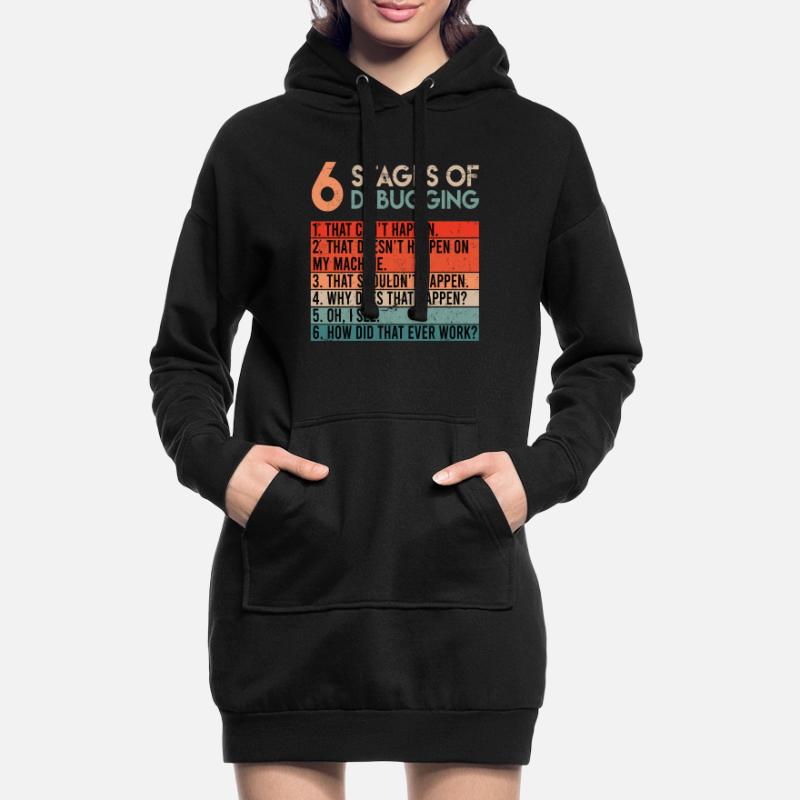 6 Stages of Debugging Informatiker Coder Software Hoodie-Kleid