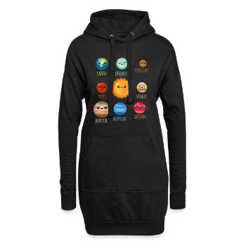 Système solaire Espace Galaxie Planète Terre Soleil - Sweat-shirt à capuche long Femme - noir - Devant