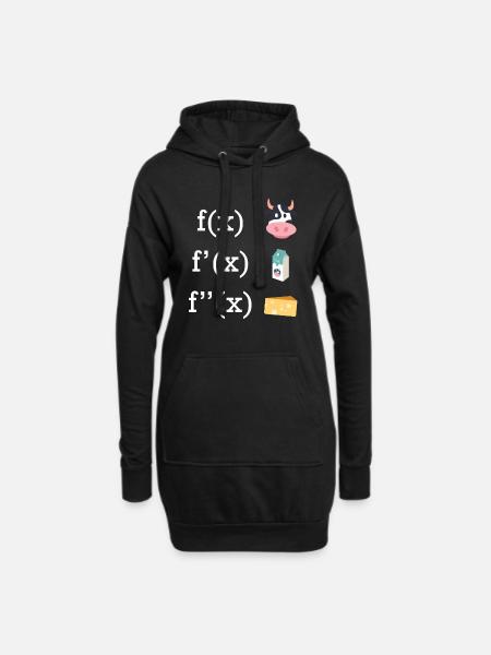 Facture infinitésimale vache fromage lait prof de maths - Sweat-shirt à capuche long Femme - noir