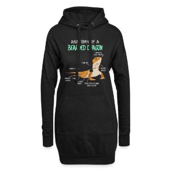 Anatomy of a Bearded Dragon Bartagamen Lézard - Sweat-shirt à capuche long Femme - noir - Devant