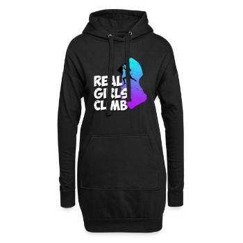 Escalader un rocher en disant que de vraies filles grimpent - Sweat-shirt à capuche long Femme - noir - Devant