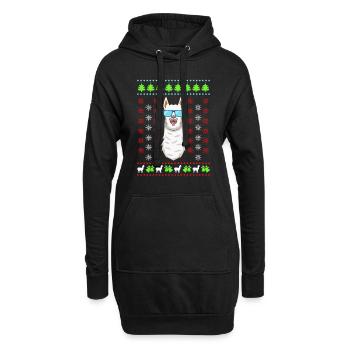 Lama Alpaka Ugly Christmas - Hoodie-Kleid - Schwarz - Vorne