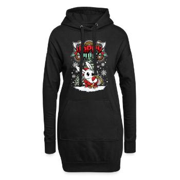 Happy Yule Viking Christmas Rabbit - Hoodie-Kleid - Schwarz - Vorne