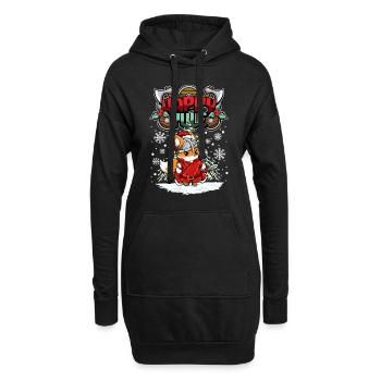Happy Yule Viking Christmas Fox - Hoodie-Kleid - Schwarz - Vorne