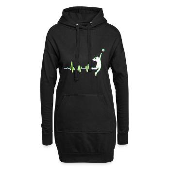 Volleyball Heartbeat Schlag Schmetterball - Sweat-shirt à capuche long Femme - noir - Devant
