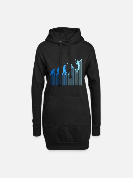 Badmintonspieler Evolution Affe Mensch Entwicklung - Hoodie-Kleid - Schwarz