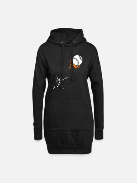 Baseball - Hoodie-Kleid - Schwarz
