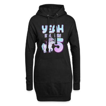 Yeah ich bin schon 5 Jahre 5. Geburtstag - Hoodie-Kleid - Schwarz - Vorne