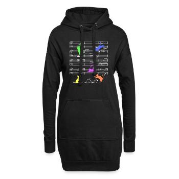 Spielende Katzen auf Notenlinien Katze Musik - Hoodie-Kleid - Schwarz - Vorne