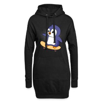 Skater PInguin Skateboarding Pinguin - Hoodie-Kleid - Schwarz - Vorne