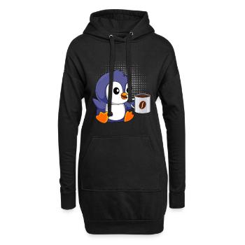 Kaffee Pinguin Baby Pinguin Kaffeejunkie - Hoodie-Kleid - Schwarz - Vorne
