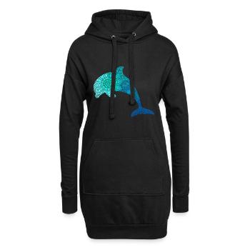 Delphin Mandala Taucher - Hoodie-Kleid - Schwarz - Vorne