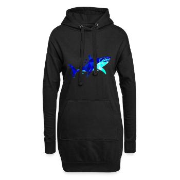 Hai Mandala geometrischer Hai Taucher - Hoodie-Kleid - Schwarz - Vorne