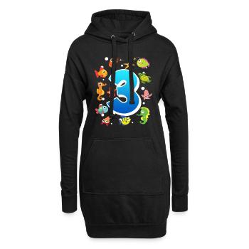 3ème anniversaire garçon 3 ans - Sweat-shirt à capuche long Femme - noir - Devant