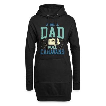 Un vrai papa tire caravane camping-car - Sweat-shirt à capuche long Femme - noir - Devant