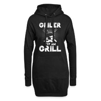 Geiler Typ am Grill Grillen Männer lustiges - Hoodie-Kleid - Schwarz - Vorne