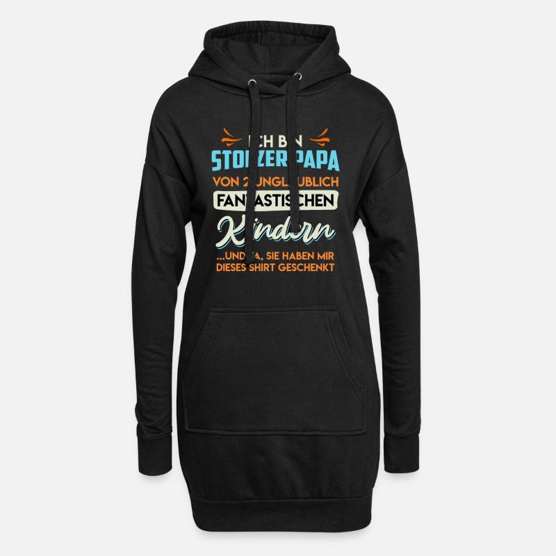 Papa 2 Kinder Papa 2 Töchter 2 Söhne Vater - Hoodie-Kleid - Schwarz