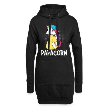 Papacorn Père Licorne Fille Papa - Sweat-shirt à capuche long Femme - noir - Devant