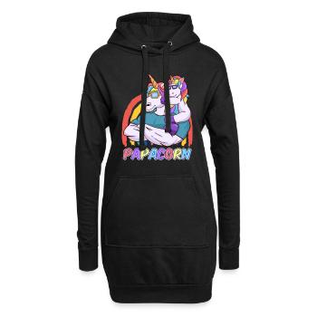 Papa Tochter Papacorn Vater Tochter Herren - Hoodie-Kleid - Schwarz - Vorne