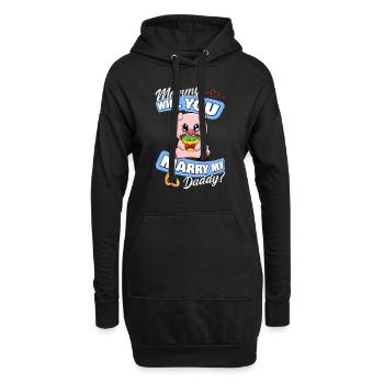 Offre de mariage maman épouseras-tu mon papa - Sweat-shirt à capuche long Femme - noir - Devant