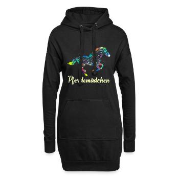 Pferdemädchen Reiterin Pferde Mädchen - Hoodie-Kleid - Schwarz - Vorne
