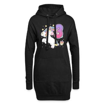 3. Geburtstag Mädchen Pferde Mädchen 3 Jahre - Hoodie-Kleid - Schwarz - Vorne