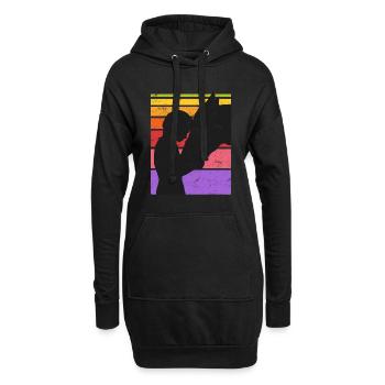 Cavalier Cheval Amour Chevaux Filles Sport équestre - Sweat-shirt à capuche long Femme - noir - Devant