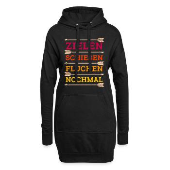 Zielen Schießen Fluchen nochmal Bogenschütze - Hoodie-Kleid - Schwarz - Vorne