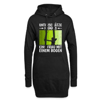 Unterschätze niemals eine Frau mit Bogen Damen - Hoodie-Kleid - Schwarz - Vorne