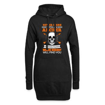 Ne jouez pas avec les archers - Sweat-shirt à capuche long Femme - noir - Devant