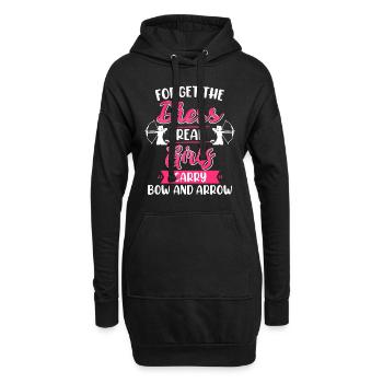Oubliez la robe que les filles portent arc et flèche - Sweat-shirt à capuche long Femme - noir - Devant
