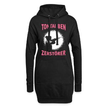 Tontauben Zerstörer Damen Tontaubenschießen - Hoodie-Kleid - Schwarz - Vorne