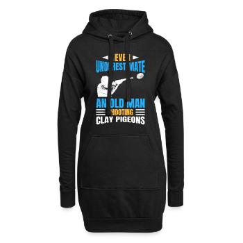 Ne sous-estimez jamais le vieil homme dans le tir au pigeon d’argile - Sweat-shirt à capuche long Femme - noir - Devant