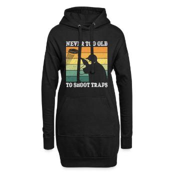 Never too old to Shoot Traps Tontaubenschießen - Hoodie-Kleid - Schwarz - Vorne